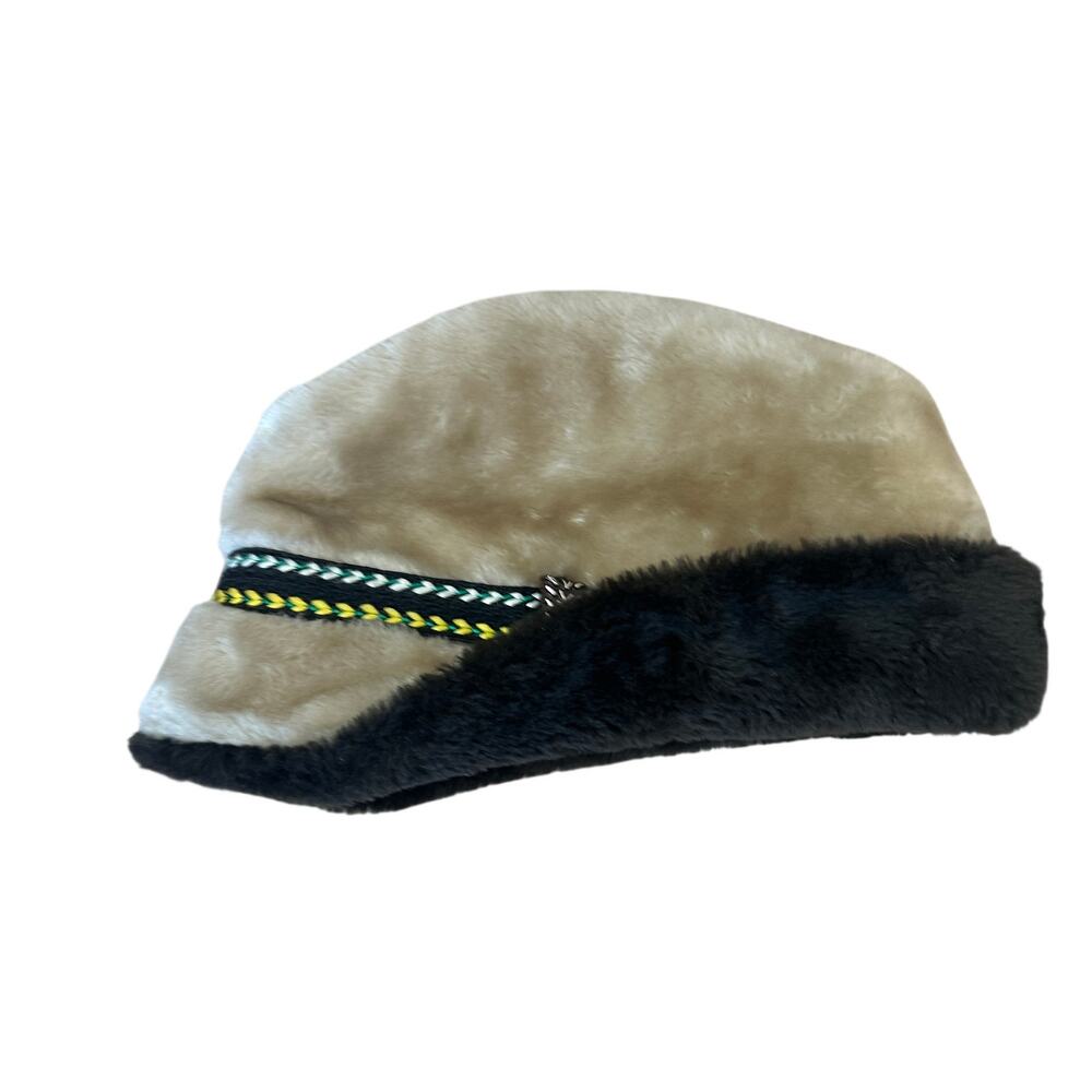 Vintage Faux Fur Fedora SMALL German Feathers Alpine Winter Bavarian Alpine Rare